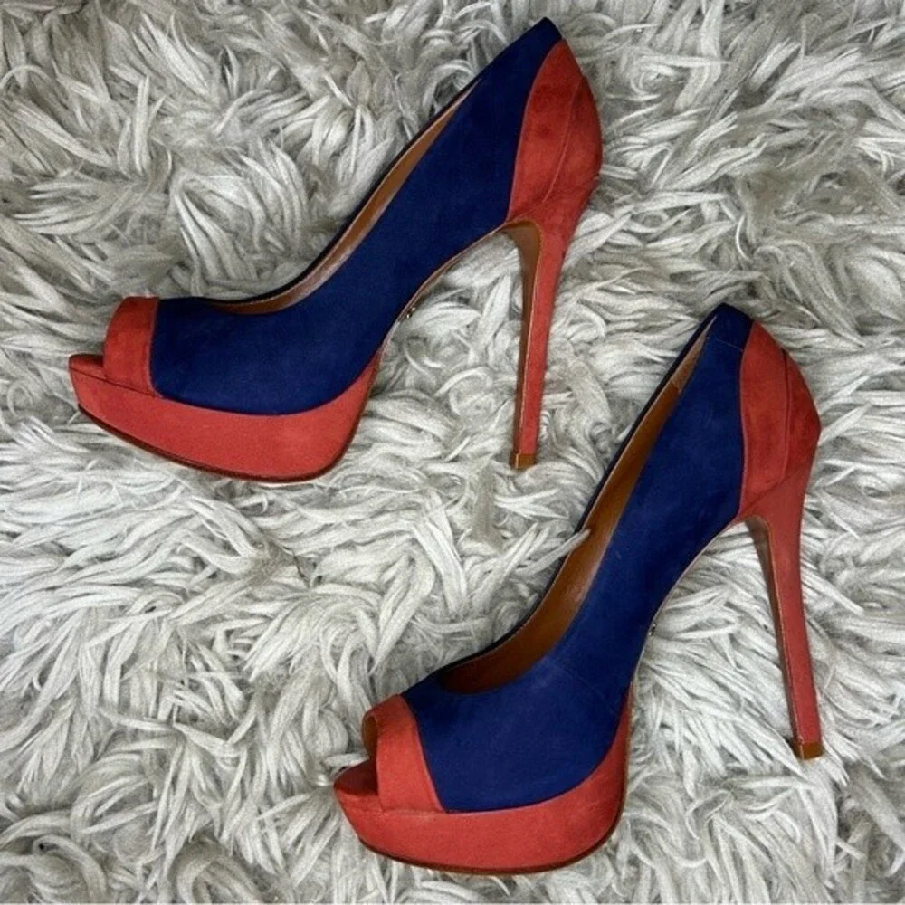 SCHUTZ blue orange y2k suede platform stiletto high heels women's shoe size 7 B